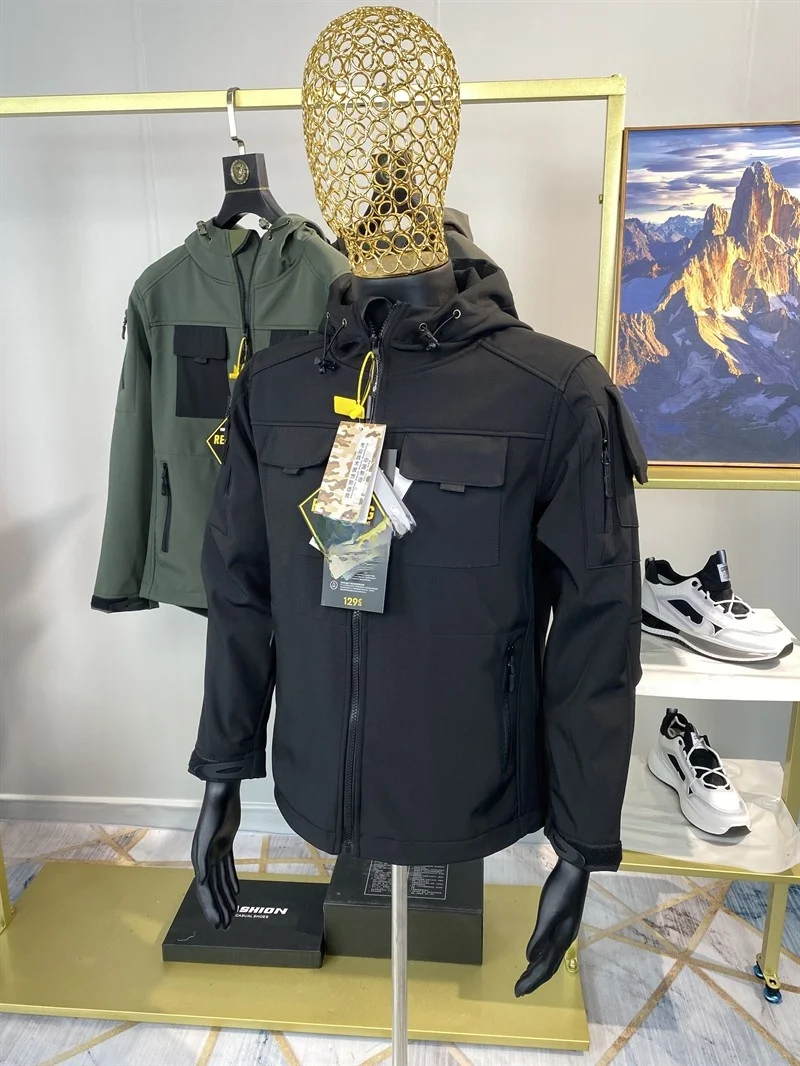 Chaqueta Softshell M65 Táctica para Hombre, Forro Polar, Resistente al Viento, para Otoño e Invierno, Ropa de Escalada, Ropa Exterior para Motociclistas, Estilo Bugatti Americano