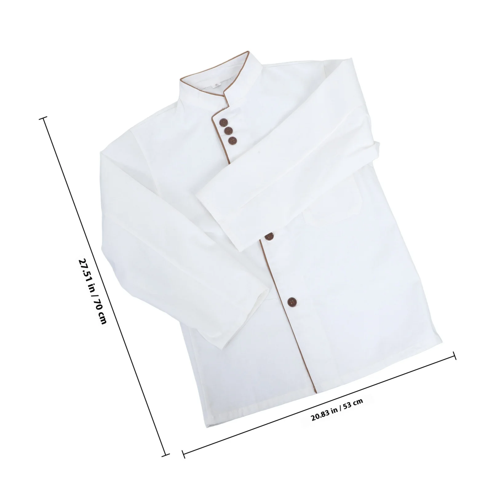 Long Sleeve Chef Jacket Unisex Premium Breathable Stand Collar Oilproof Easy Wash for Hotel Bakery Restaurant Size M White