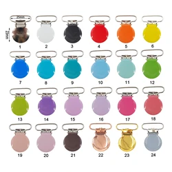Chenkai 30PCS 1''25mm Round metal Clips For Suspenders Soothers Pacifier Clips For DIY Baby Teether Chain Toy Holder Accessories