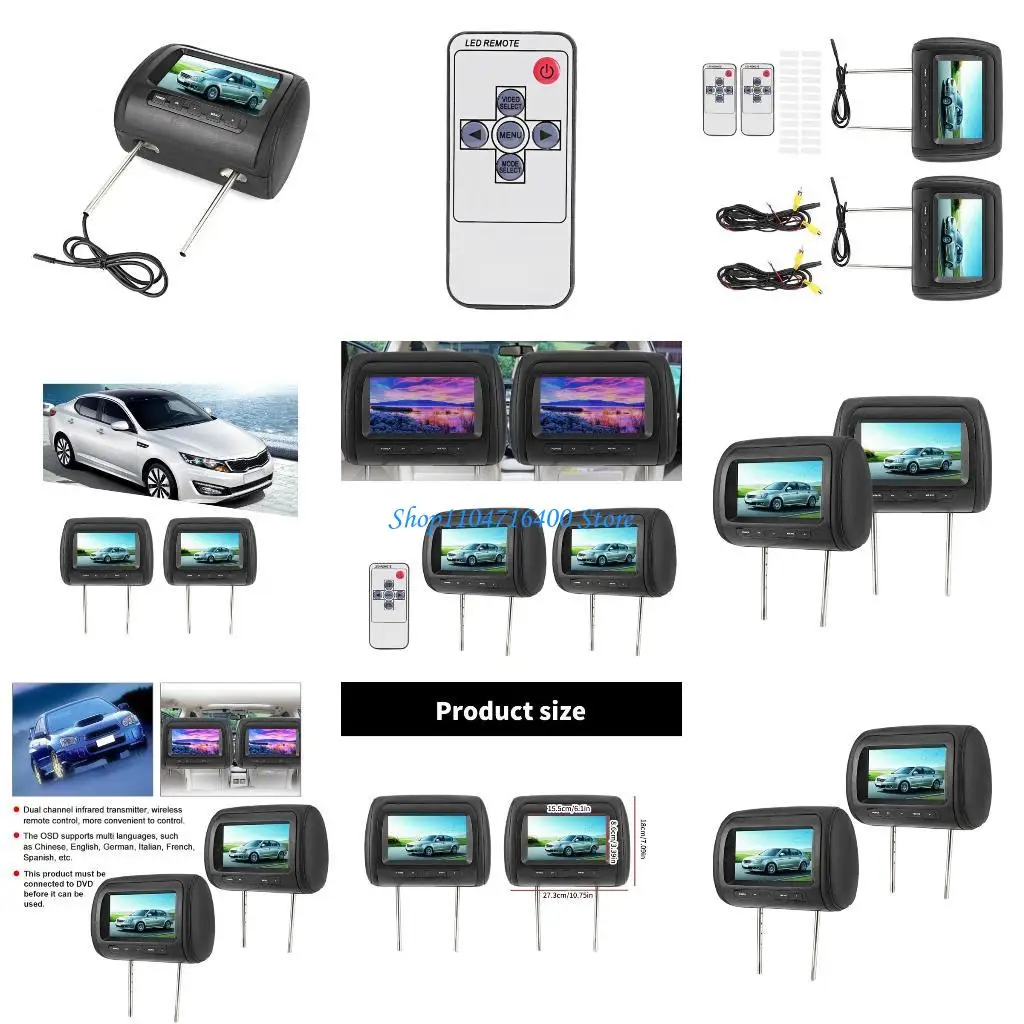 

y1gd 7-дюймовый автомобильный подголовник мониторов с экраном высокого разрешения с беспроводным управлением и двойным для