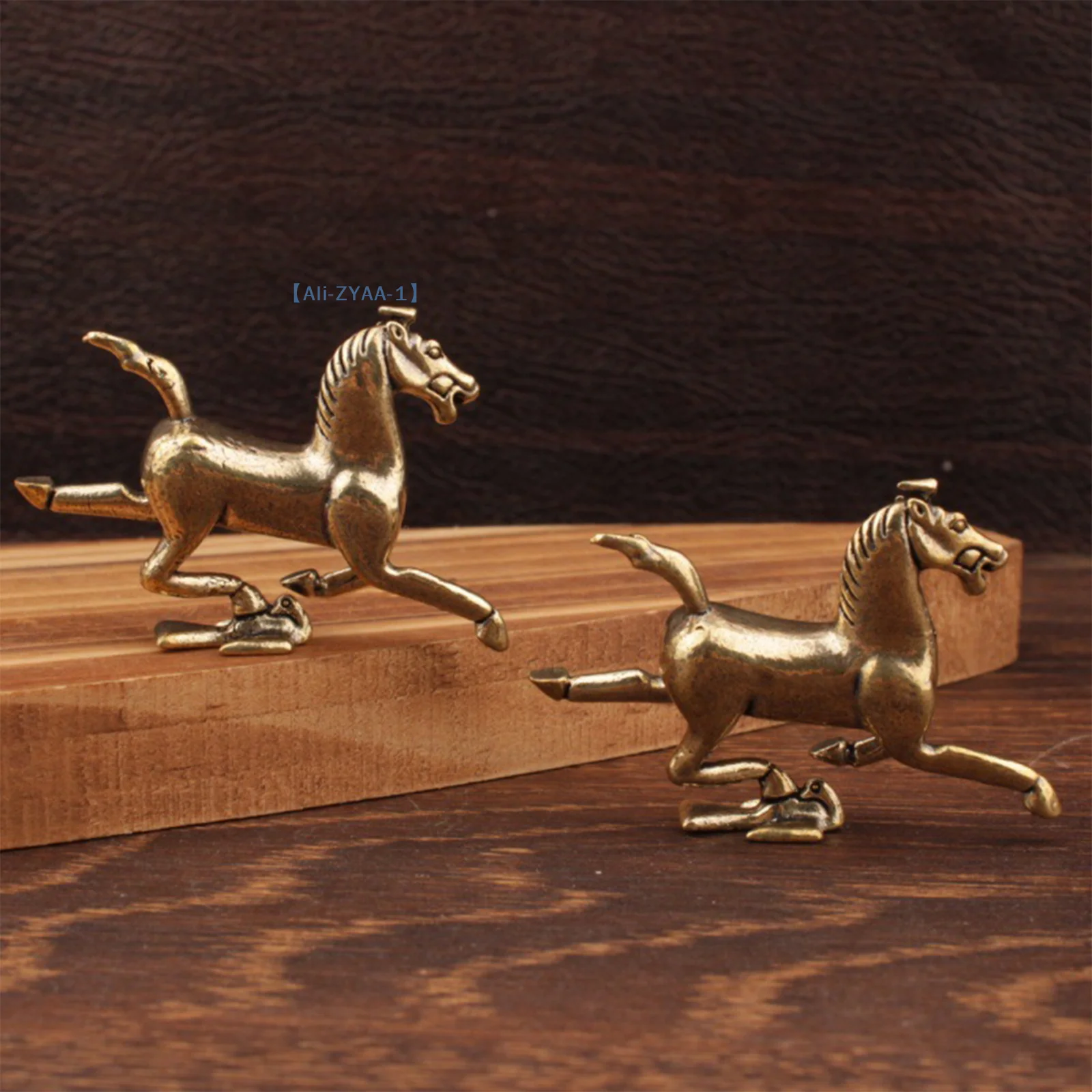【ZYAA-1】Figurki koni z mosiądzu, chiński noworoczny znak zodiaku - koń, ozdoba Feng Shui, szczęśliwa statuetka, dekoracja na biurko do domu i biura