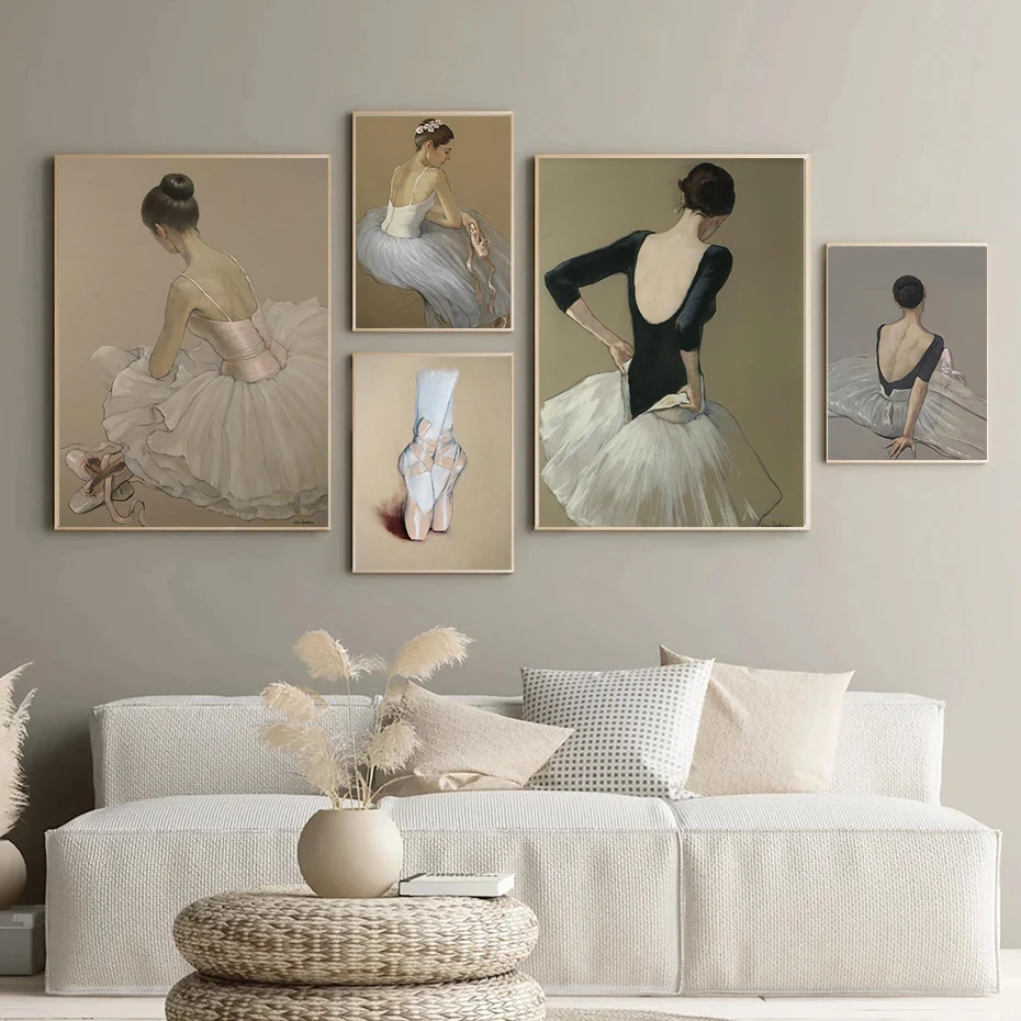 Póster de Ballet de belleza Europea Vintage para chica, impresiones artísticas de zapatos de punta, pintura de lona de bailarina, imágenes modernas, decoración para sala de estar