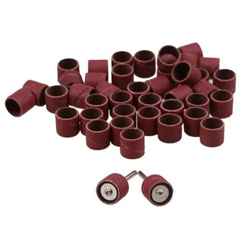 60pcs Sanding Belts 12.5mm x 12.5mm 80 Grit with 2 Rubber Mandrels 1/2 Inch Shank for Style Rotary Tools and Accessories