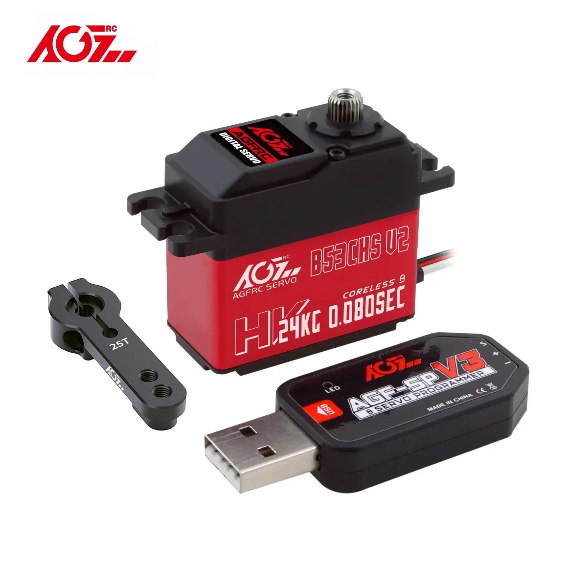 AGFRC B53CHS V2 Super Speed HV 0.08Sec 24KG Digital Coreless Steering Servo For 1/12 1/10 High Speed RC Vehicle Car Truck Plane