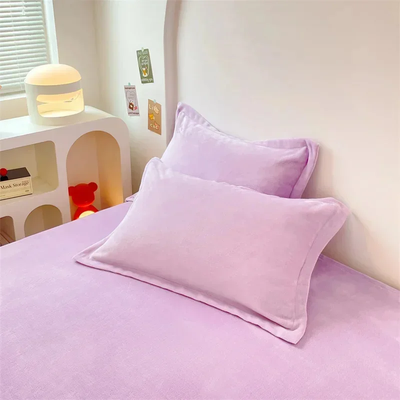 2pcs/pack Velvet Pillowcase Winter Warm Polyester Envelope Pillow Case Skin-friendly Sleeping Pillow Cover 48x74cm