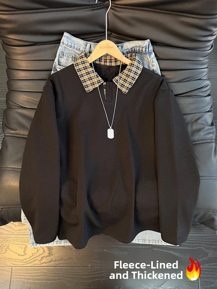 

Мужская толстовка Bla American Ne с флисовой подкладкой, теплая, с длинным рукавом, вафельный узор, премиум-класс