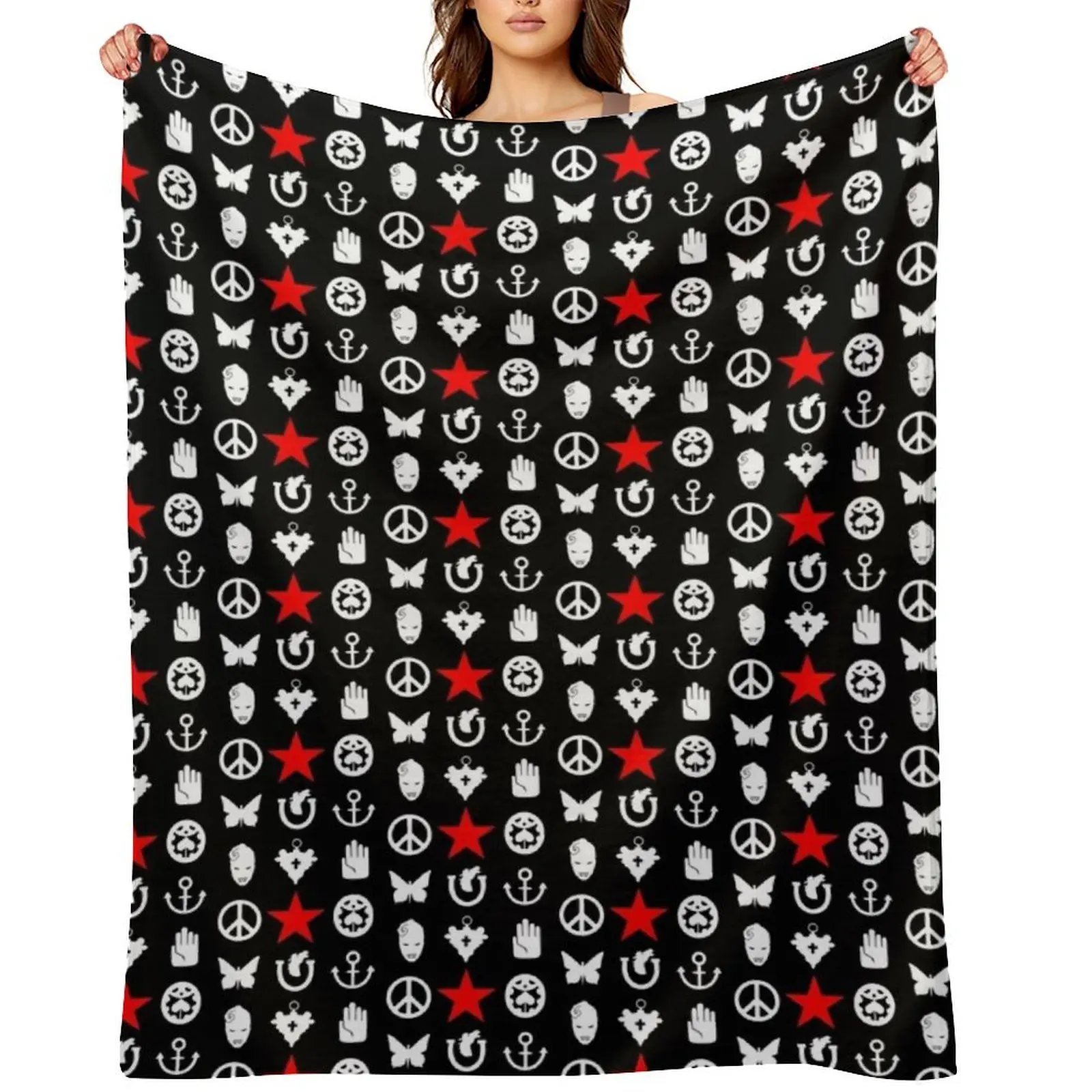 

JoJo Symbols JoJo's Bizzare Adventure Character Symbols Throw Blanket blankets and throws Sofa Luxury Thicken Furrys Blankets