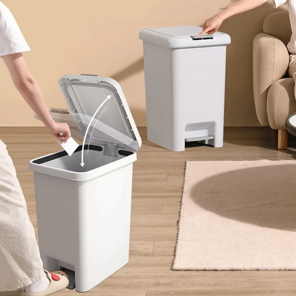 Pedal Trash Can Wastebasket with Lid Household Trash Can for Kitchens Press-Type Garbage Bins Bathroom Wastebasket Home Tools