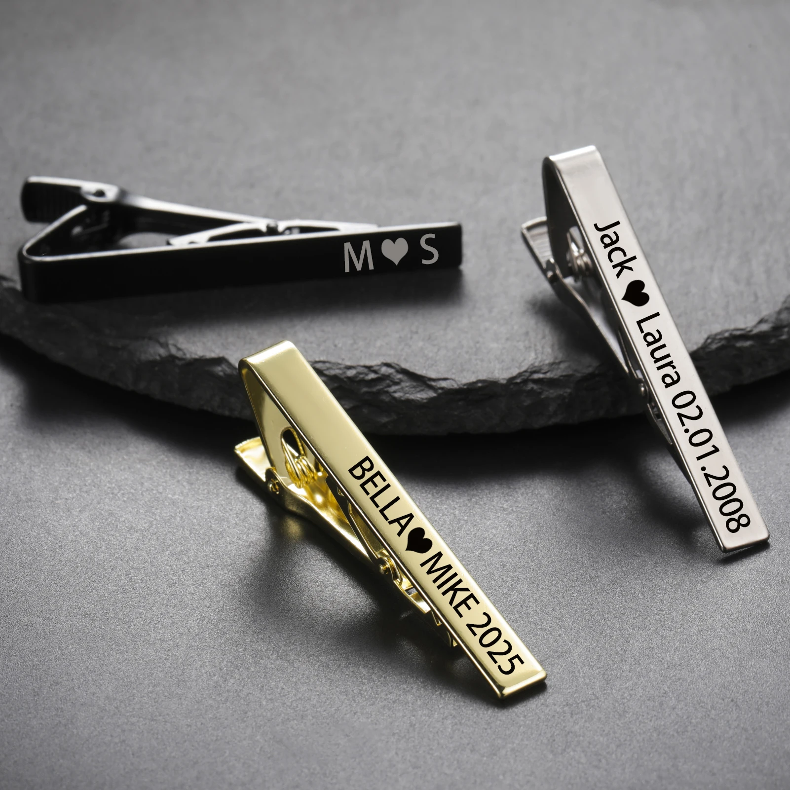 COOLTIME Benutzerdefinierte Brief Krawattenklammer für Männer Edelstahl Trend personalisierte gravierte Namen Krawattenklammer Schmuck Bussness Geschenk – Detail 4