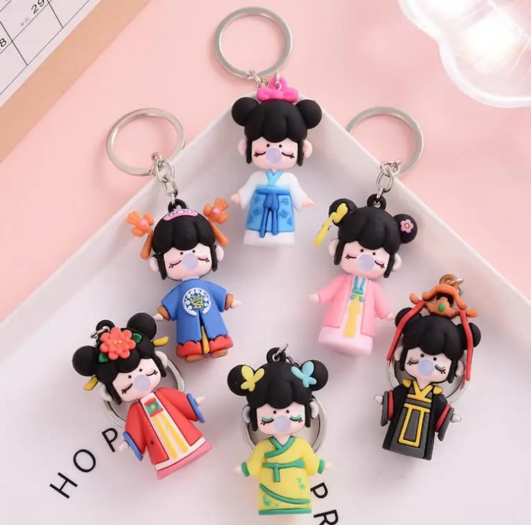 1 pz New fashion cartoon doll bubble girl portachiavi ciondolo borsa auto