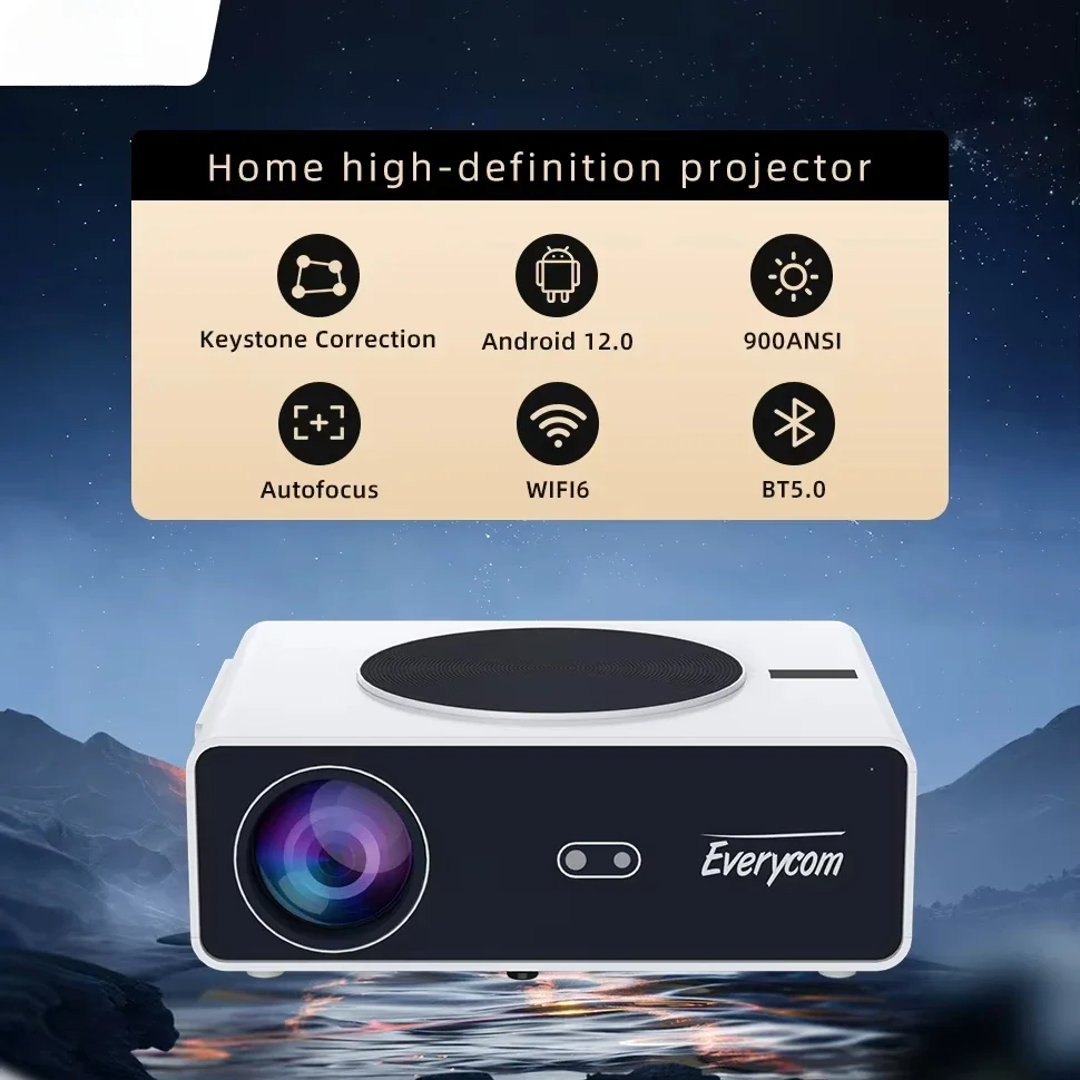 Everycom Q10W Max LCD Smart Android 12.0 WIFI Full HD 1080P Video Home Theater Projector 4K Projector