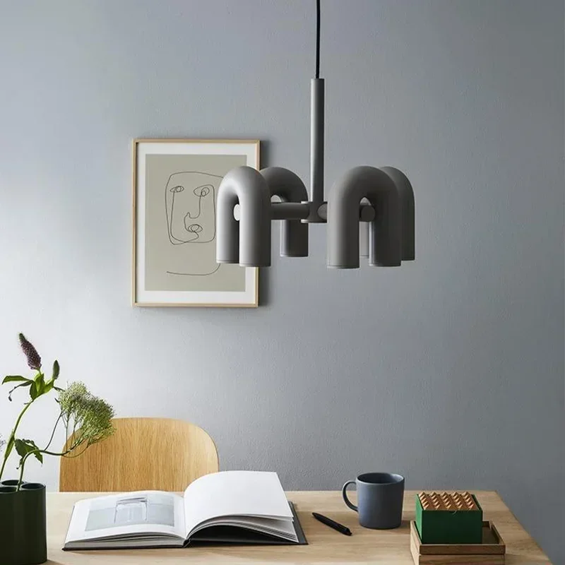 Luksusowy nowoczesny żyrandol z tworzywa sztucznego typu U do jadalni Art Decor Oświetlenie wiszące Home Indoor Designerska lampa wisząca