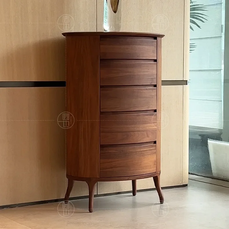 A  North American Black Walnut Solid Wood Storage Cabinet Living Room Wall Storage Locker