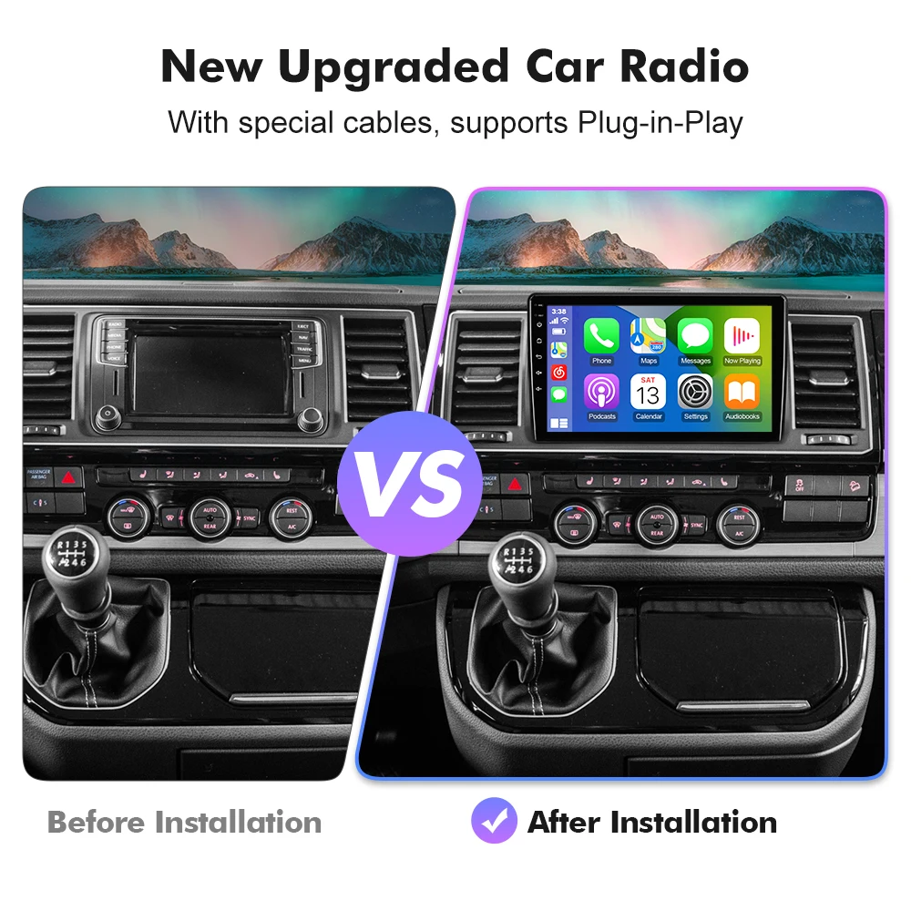 EBILAEN Android 13.0 Car Radio Multimedia Player For Volkswagen VW Multivan T5 2003 - 2015 GPS Navigation DSP Carplay BT