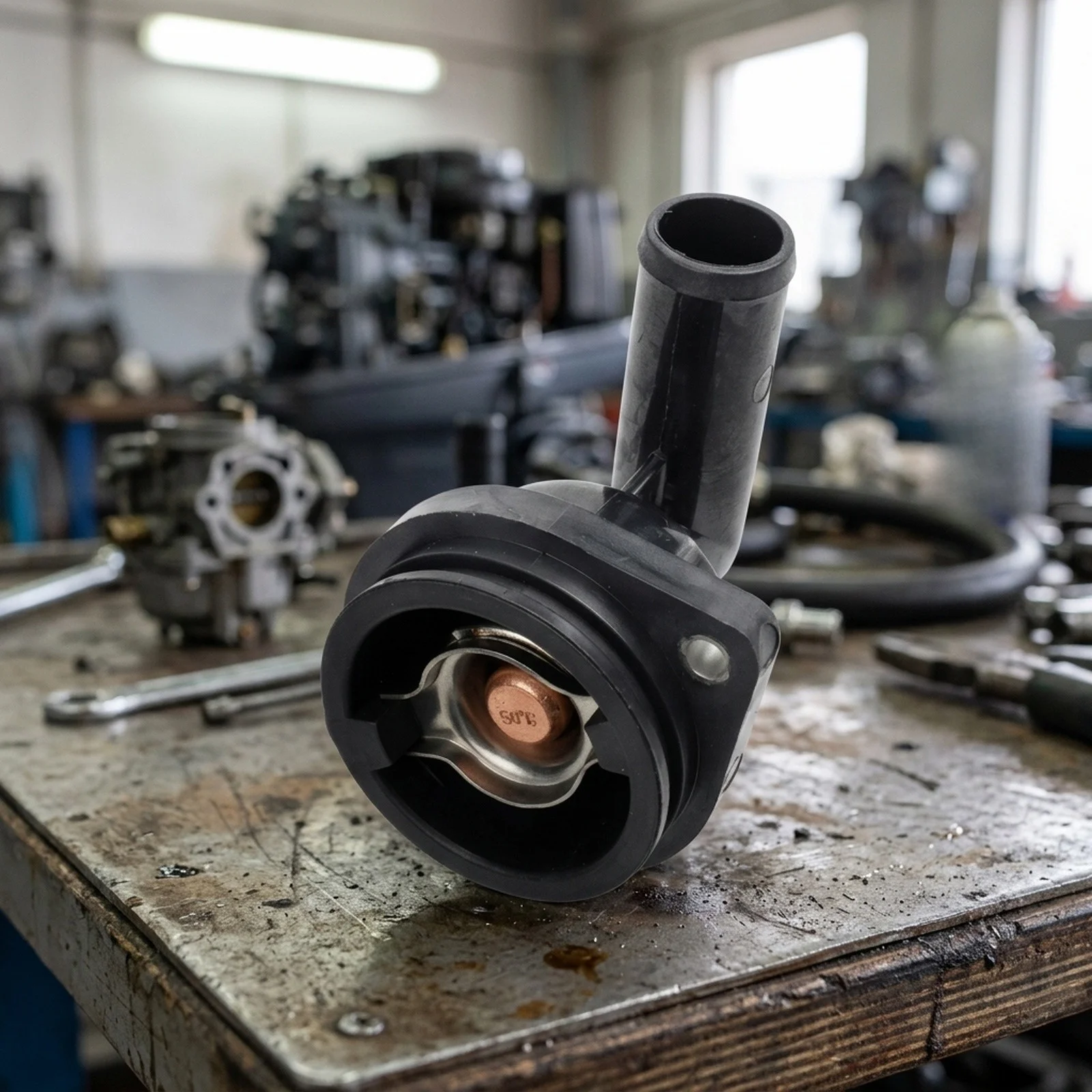 Engine Cooling Part Thermostat Housing Assembly Easy Installation Process For Boat Cooling System For Mercury 65-150HP 4-Stroke