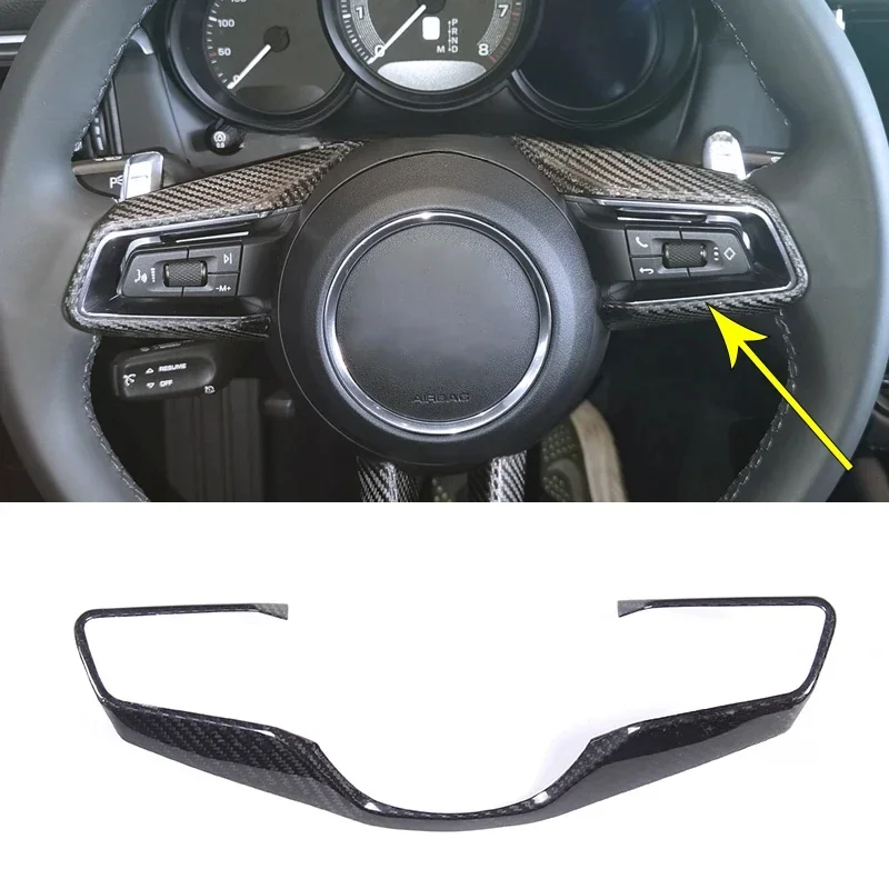 

Car Steering Wheel Decorative Frame Cover Real Carbon Fiber Interior Protection Panel Accessories For Porsche Macan 2022-2023