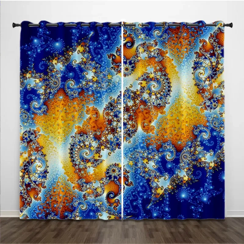 Abstract Mosaic Graphic Geometric Pattern 3D Digital Printing Bedroom Living Room Window Curtains 2 Panels  K03