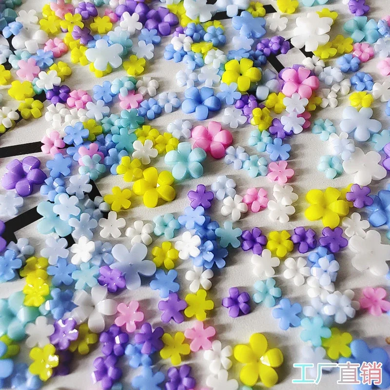 100pcs Japanese Pink Small Flower Nail Art Charms 3D Resin 5Petal Rhinestones Nail Decorations Kawaii Accessories Manicure DIY