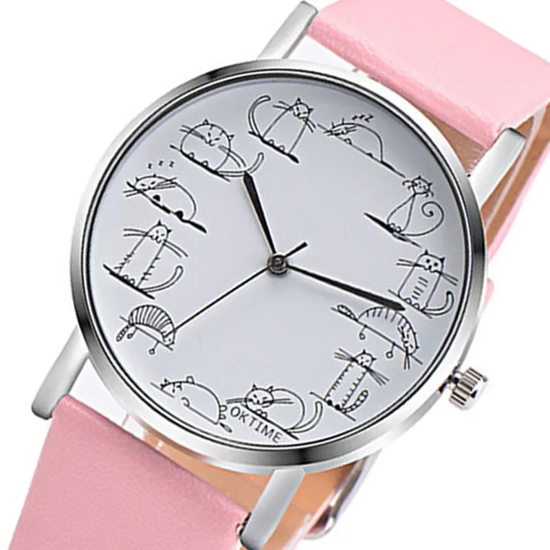 Montres à quartz chat mignon pour femmes, montres-bracelets décontractées pour dames, livraison directe, 2024