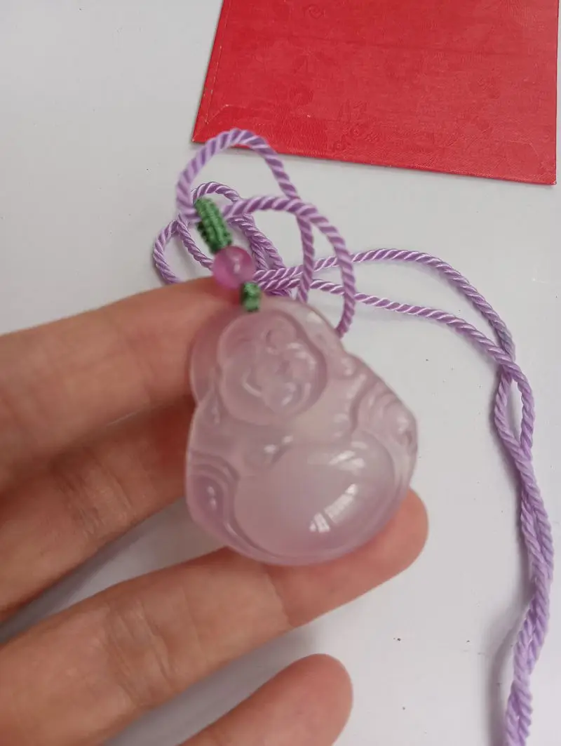 Natural Purple Agate Pendant Mascot Carven Happy Buddha Amulet Bring Lucky Hanging Buddhism Chalcedony