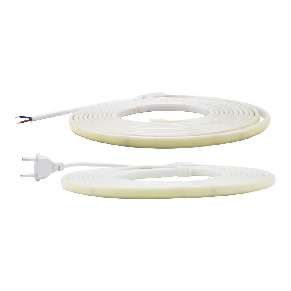 AC220V COB LED-Streifenlicht IP67 Wasserdichtes Flexibles Band 2-Pin-Kabel/EU-Stecker Lichtband 3000K/4000K/6000K Außen-Linearbeleuchtung