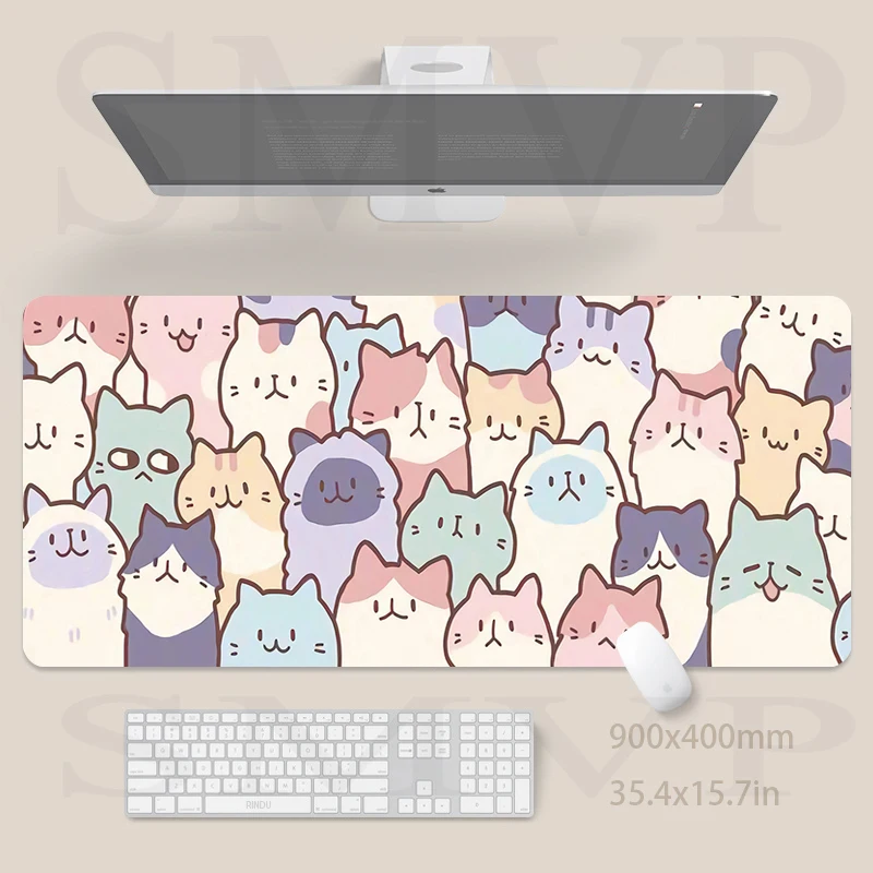 

Gaming Mousepads Mousepad Cute Cat Large Mouse Mat Big Desk Pads Non-Slip Rubber Mouse Pad Big Keyboard Mats