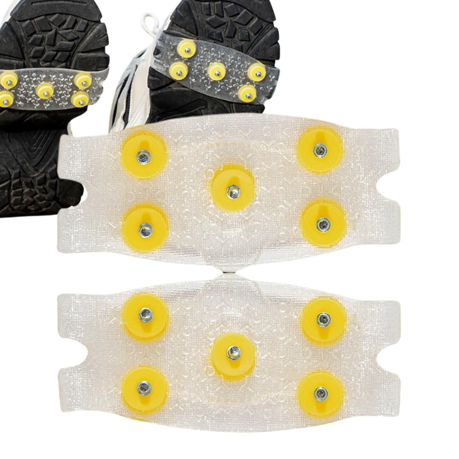 Eis-Spikes für Schuhe und Stiefel, Winter-Antirutsch-Greifer mit 5 Stahlspikes, Steigeisen, Traktionskramponen, Schnee- und Eislauf-Sicherheitsausrüstung