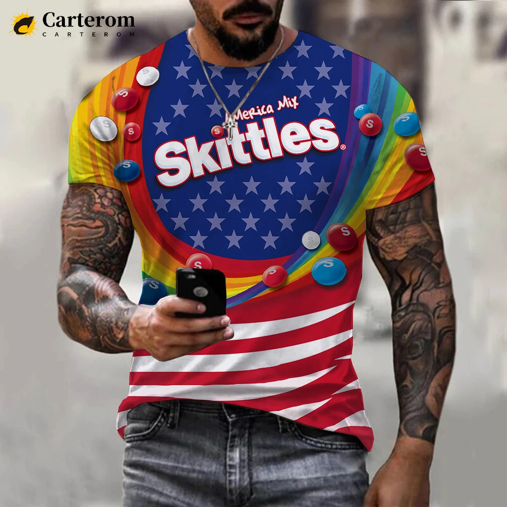 

New Snack Food Series 3D T-shirt Rainbow Candy Design Printed T Shirt Men Women Fashion Casual Streetwear Oversized Tops