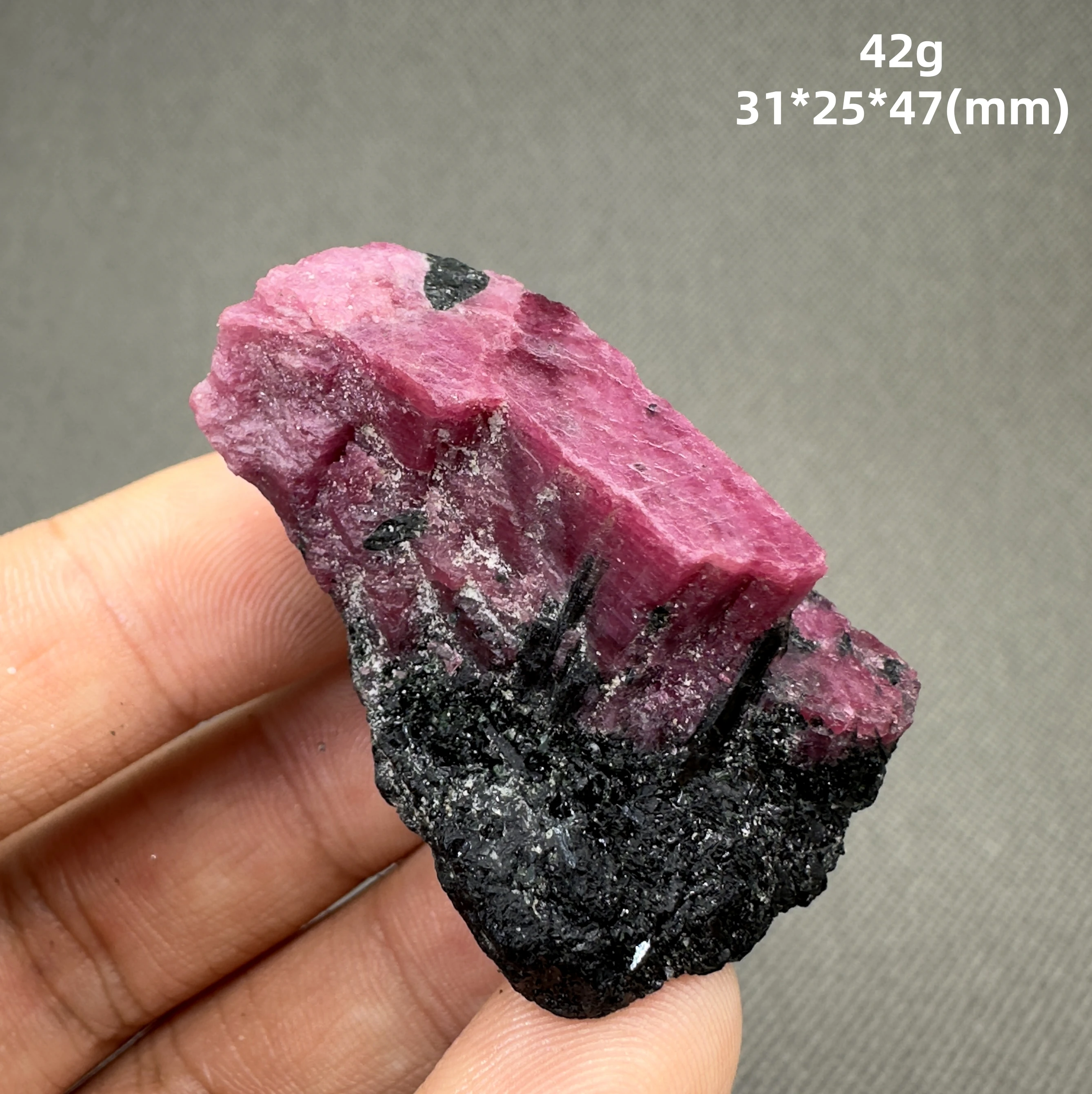 

Natural Madagascar Fluorescent Ruby mineral specimen + healing quartz crystals and stones rock gemstone