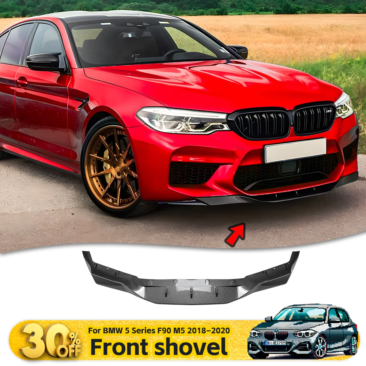 

Car Front Bumper Lip Spoiler Diffuser Splitters Body Kit Aprons Cover Guard Trim For BMW 5 Series M5 F90 2018 2019 2020