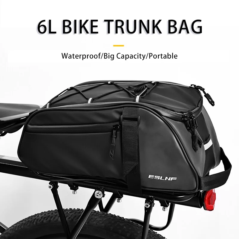 

Waterproof Bike Trunk Bag 6L Big Capacity Mountain Bike Rear Pannier Bag Reflective Motorcycle Luggage Bag Bike Accessories