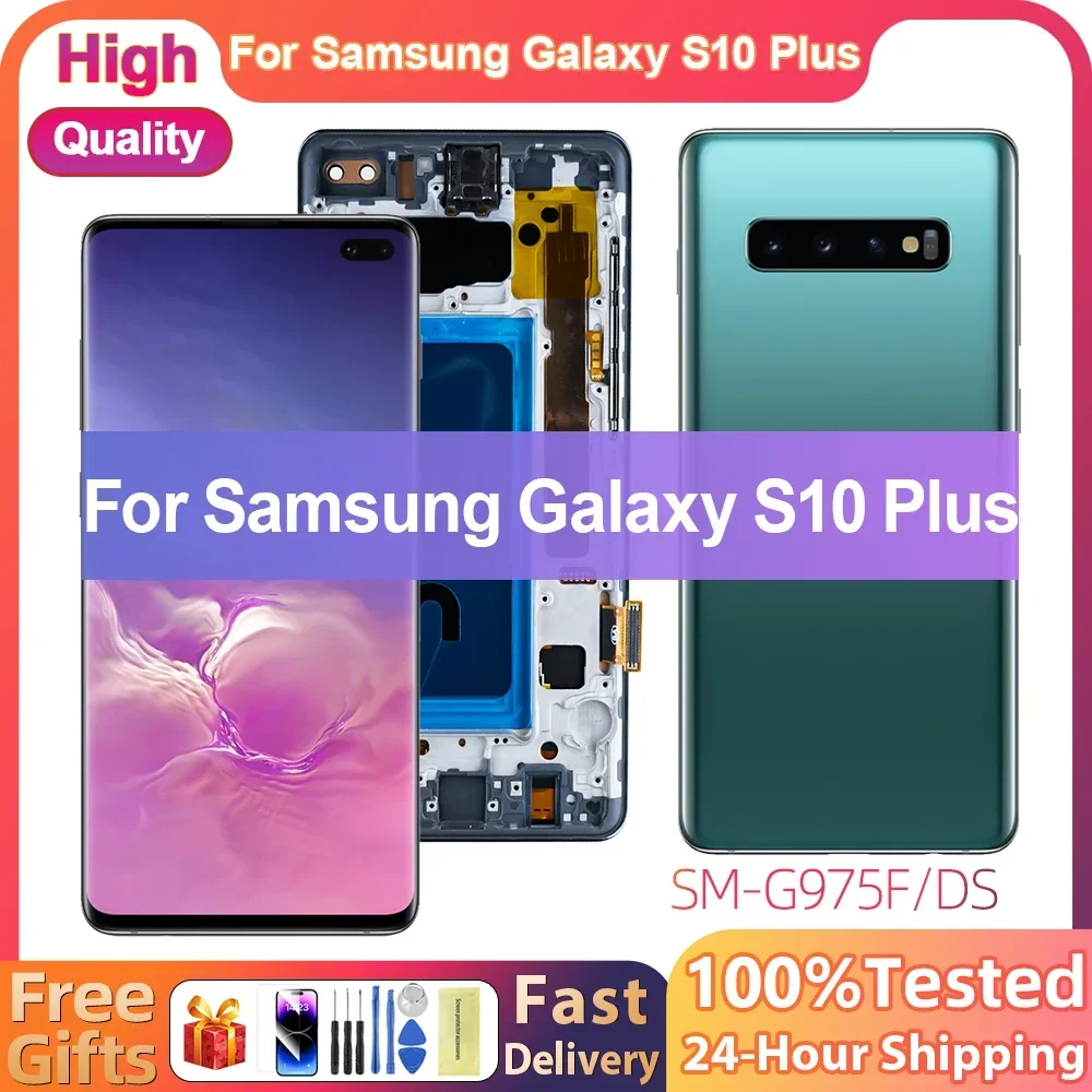 100% Tested Display For S10+ Screen Replacement For Samsung Galaxy S10 Plus G975F LCD Display Digital Touch Screen Digitizer