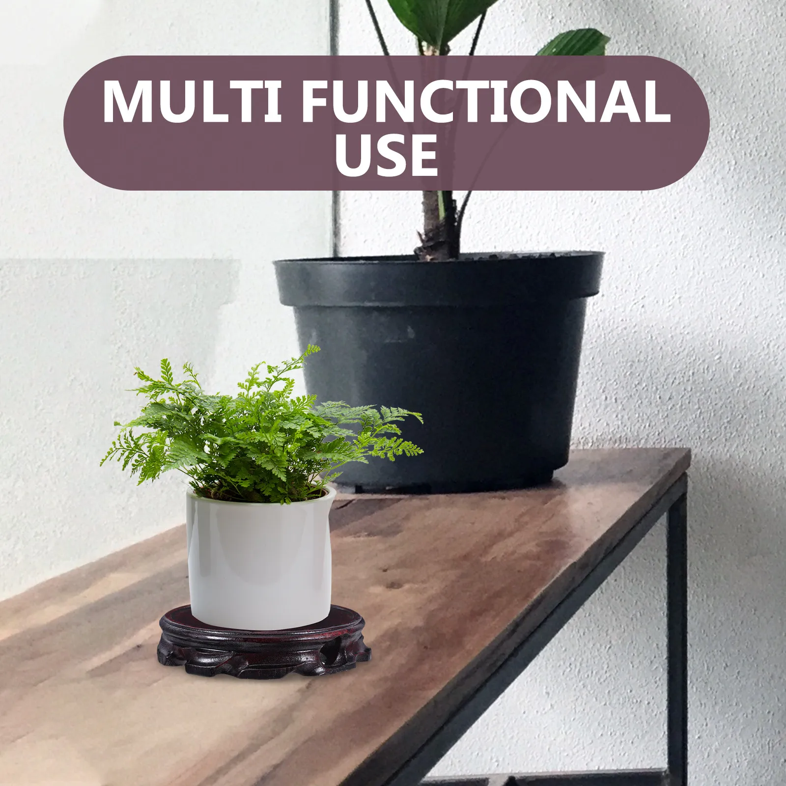 Wooden Display Stand Round Pedestal Base for Bonsai Vase Teapot Indoor Plant Stable Wood Support