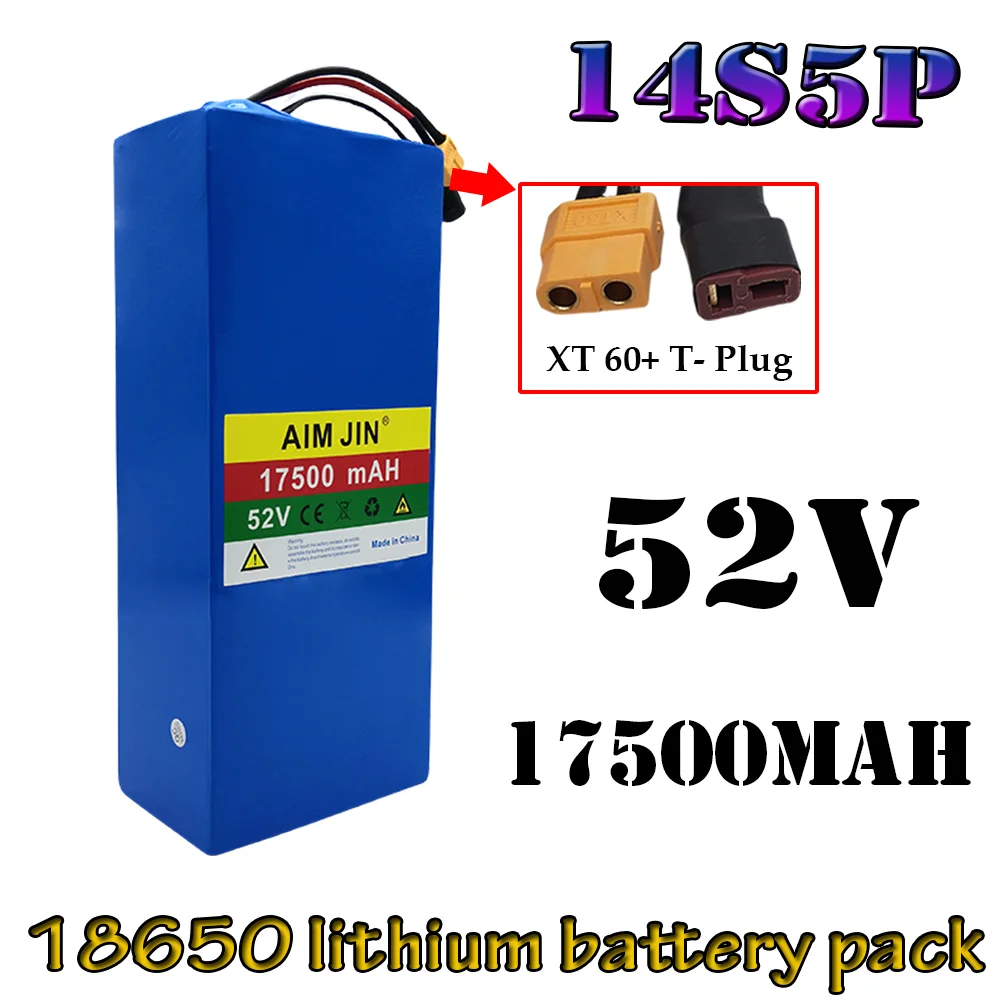 

52V 18650 Lithium Battery Pack 17.5Ah 14S5P for Balance Car Electric Bicycle Scooter Tricycle Built-in BMS