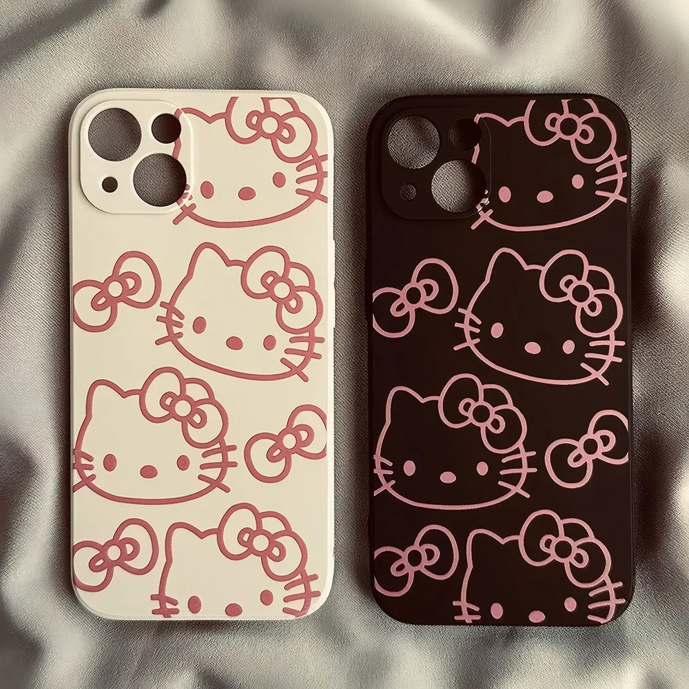 Kawaii sanrios hellos kittys roztomilá telefon pouzdro pro iPhone 16 15 14 13 12 11pro pro maxi mini mala X xsmax plus Y2K kreativní silikon zakrýt