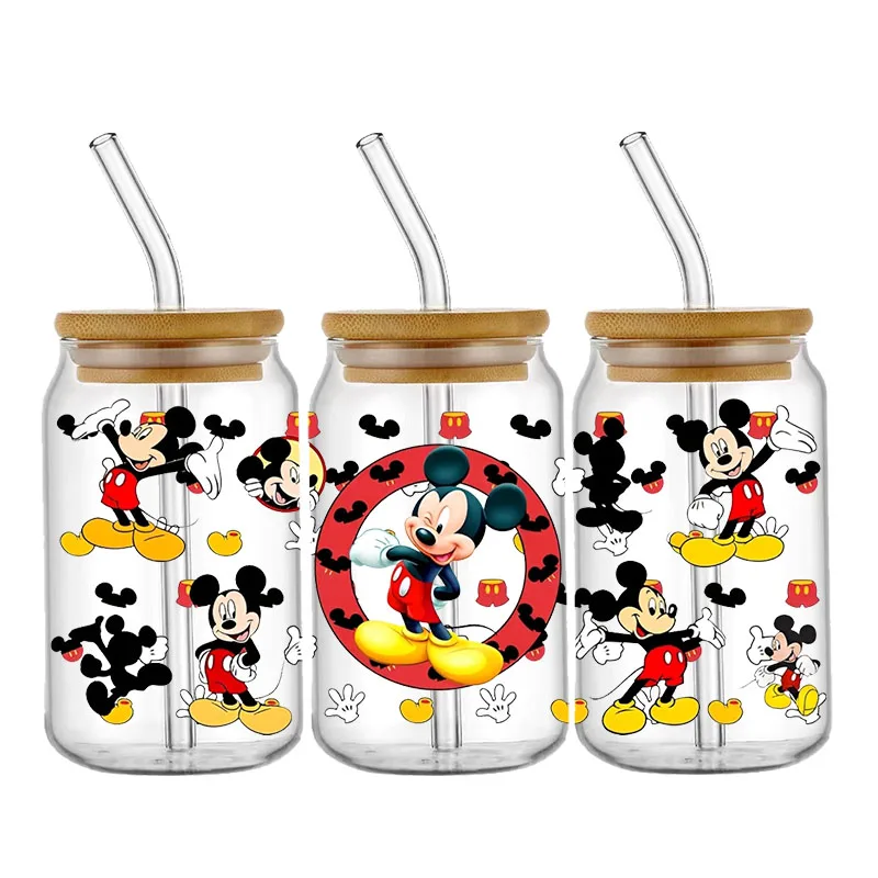 Cartoon Mickey Minnie Mouse Ears Stickers Waterproof UV DTF Cup Mug Wraps Sticker For DIY Libbey Glass Waterproof Custom Decals