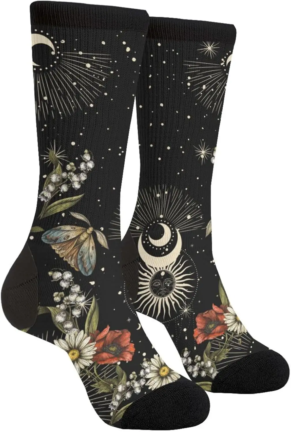 

Skeleton Pink Flowers Casual Socks Funny Novelty Crew Tube Socks Dress Socks For Men Women