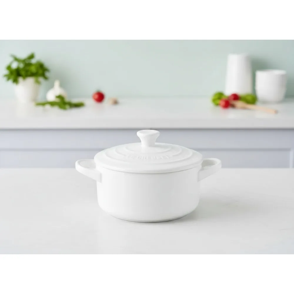 

Premium White Stoneware Mini Cocotte, 14 oz - Perfect for Individual Portions & Baking