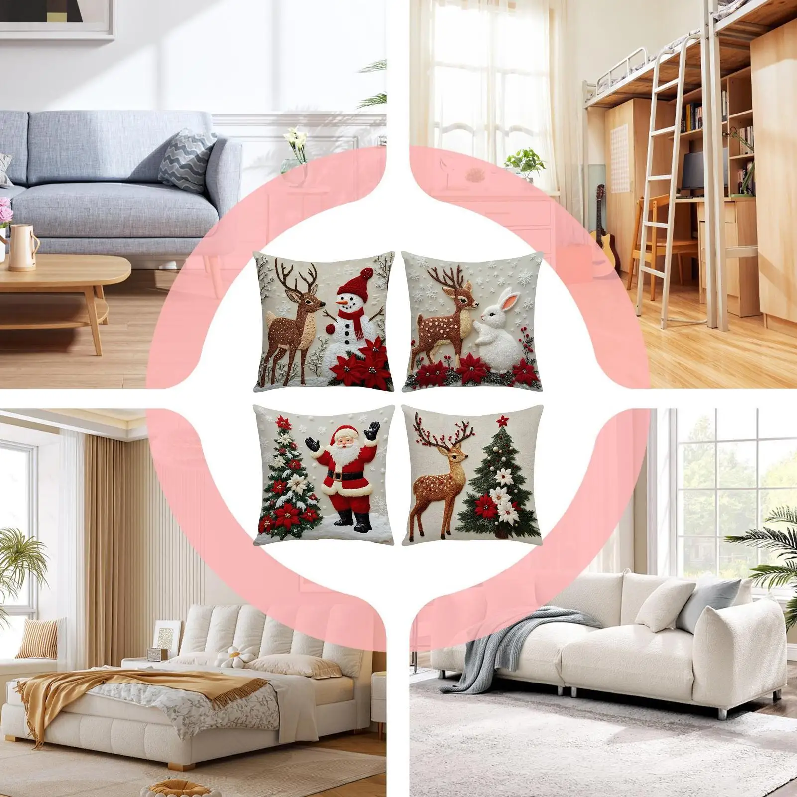 

Decorative Pillow Covers Skin-Friendly Soft Pillowcase Christmas Lumbar Cushion Covers For Sofa Bedroom Living Room Holiday