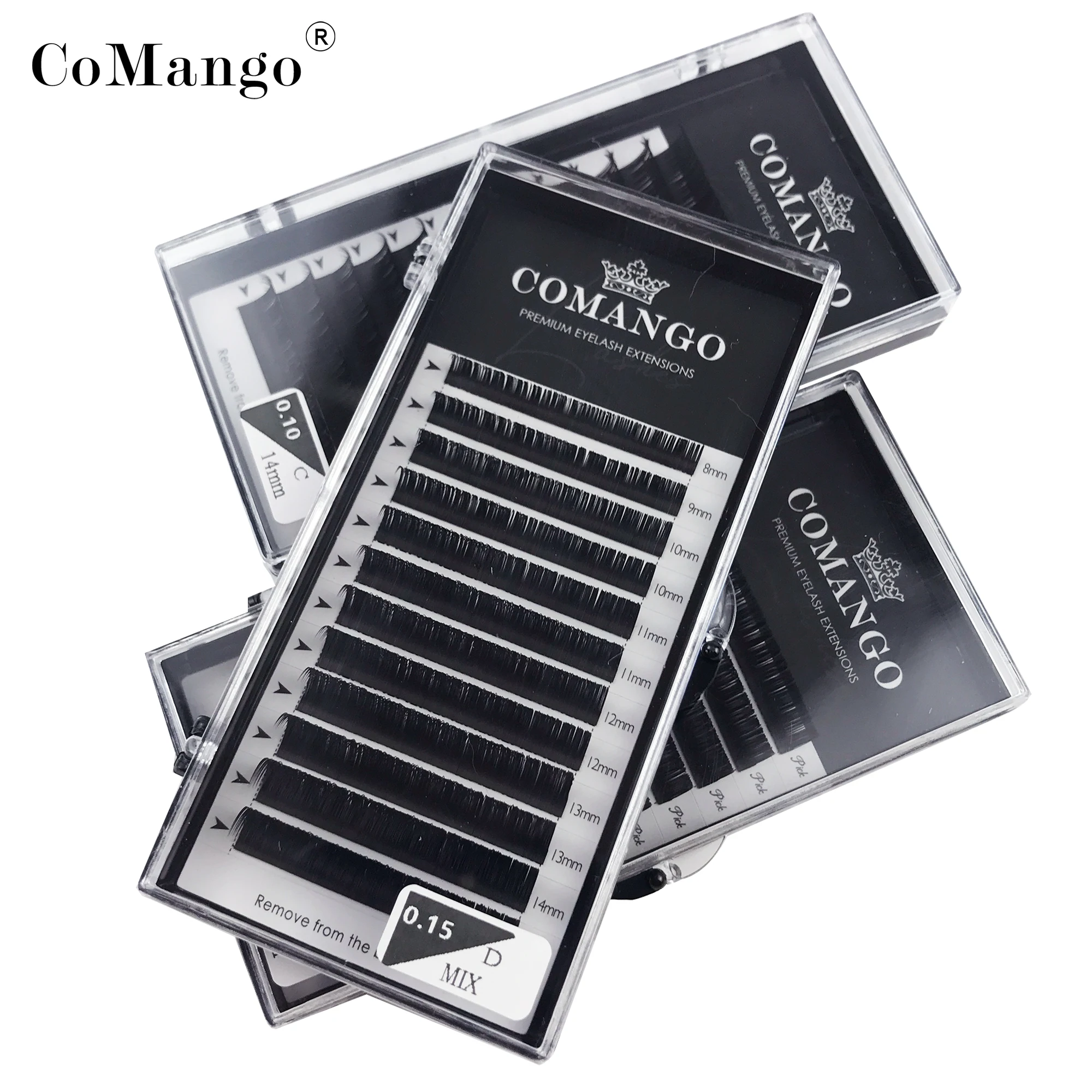 CoMango C/D/DD 12Rows/Case Korea PBT Fiber Lashes Extension Super Matte Black Fluffy Silk Eyelash Extension For Beauty Makeup