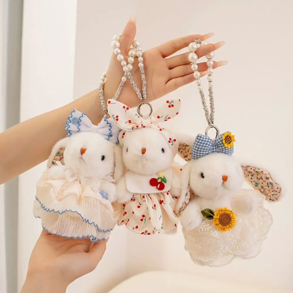 Rabbit Doll Plush Rabbit Keychain Bowknot Plush Stuffed Drooping Ear Rabbit Pendant Cute Soft Bag Hanging Pendant Kids Toy