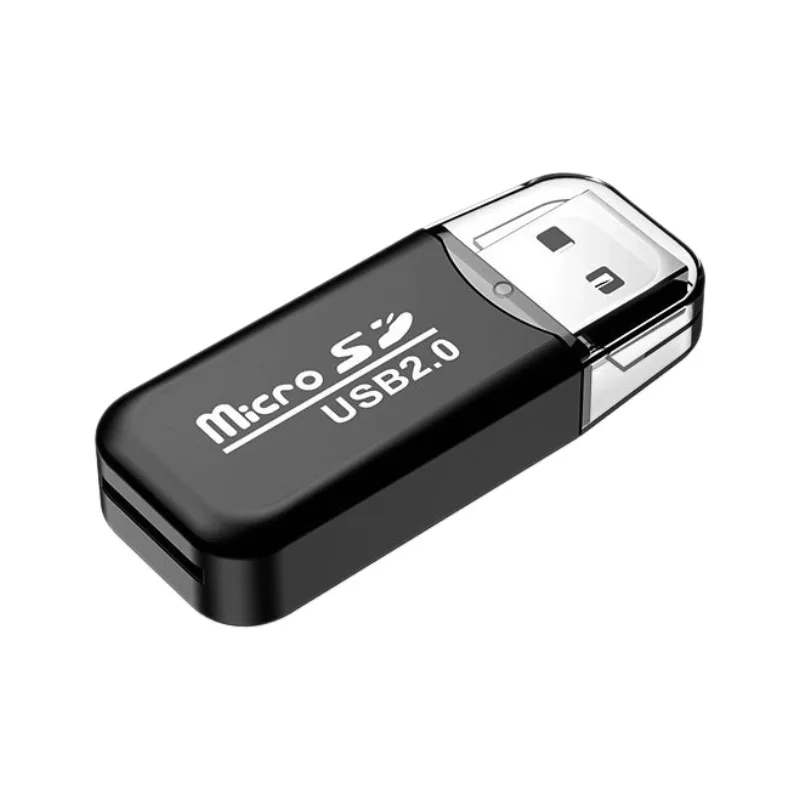 Portable USB2.0 Micro SD TF Card Reader Single Slot Mini Memory Card Adapter High Speed Plug & Play For PC Car，Micro 0.3m Cable