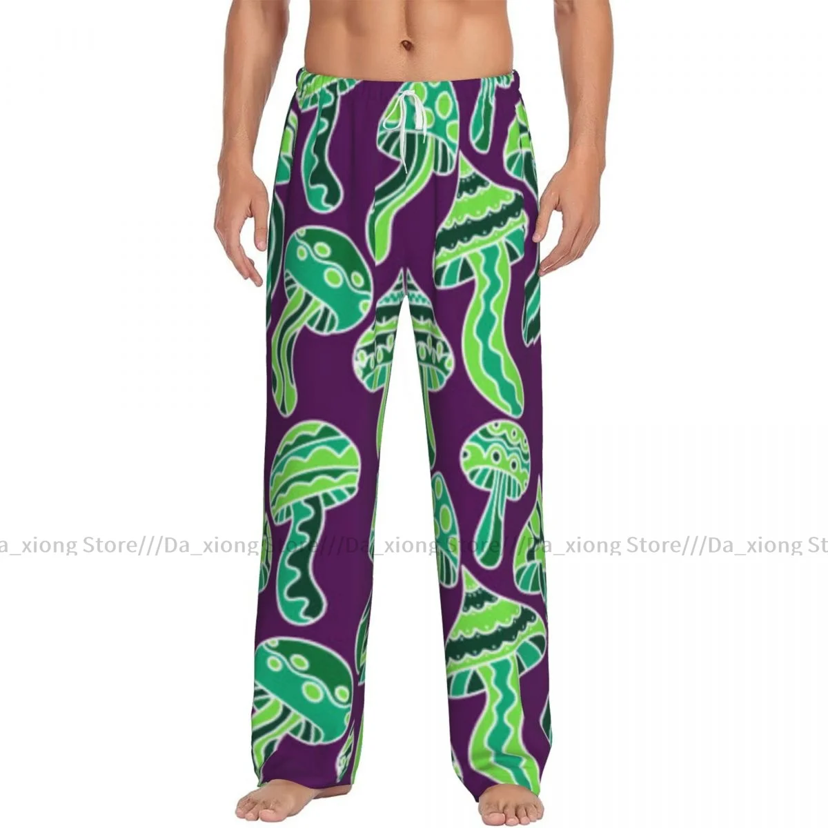 Men's Sleepwear Loose Sleep Pants Pajamas Mushrooms With Skulls Pattern Long Lounge Bottoms Casual Homewear