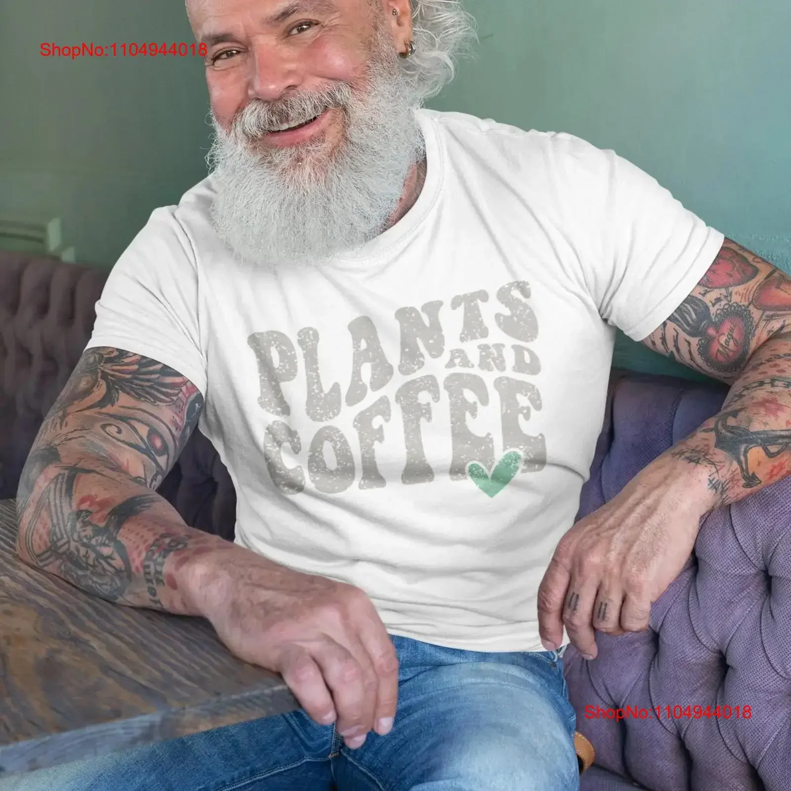 تي شيرت النباتات والقهوة بتصميم ريترو مستوحى من 10 خيارات ألوان جيرسي مثالي لمحبي النباتات عتيق مغسول ناعم