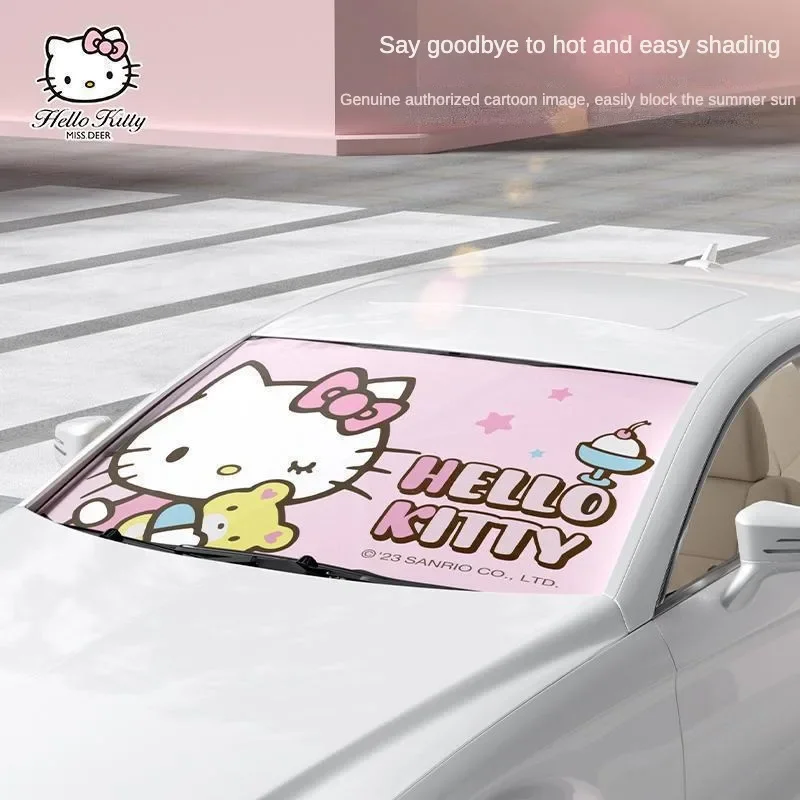 Sanrio Car Windshield Umbrella Insulated Umbrella Hello Kitty Cartoon Car Sun Protection Insulated Sunshade Accessories Gift