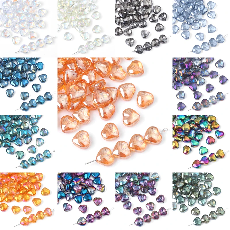 20 Stück 10 mm Kristallglas, bunte Perlen, Herzperlen, lose Perlen für Halskette, Armband, Ohrringe, DIY-Schmuckherstellung – Detail 2