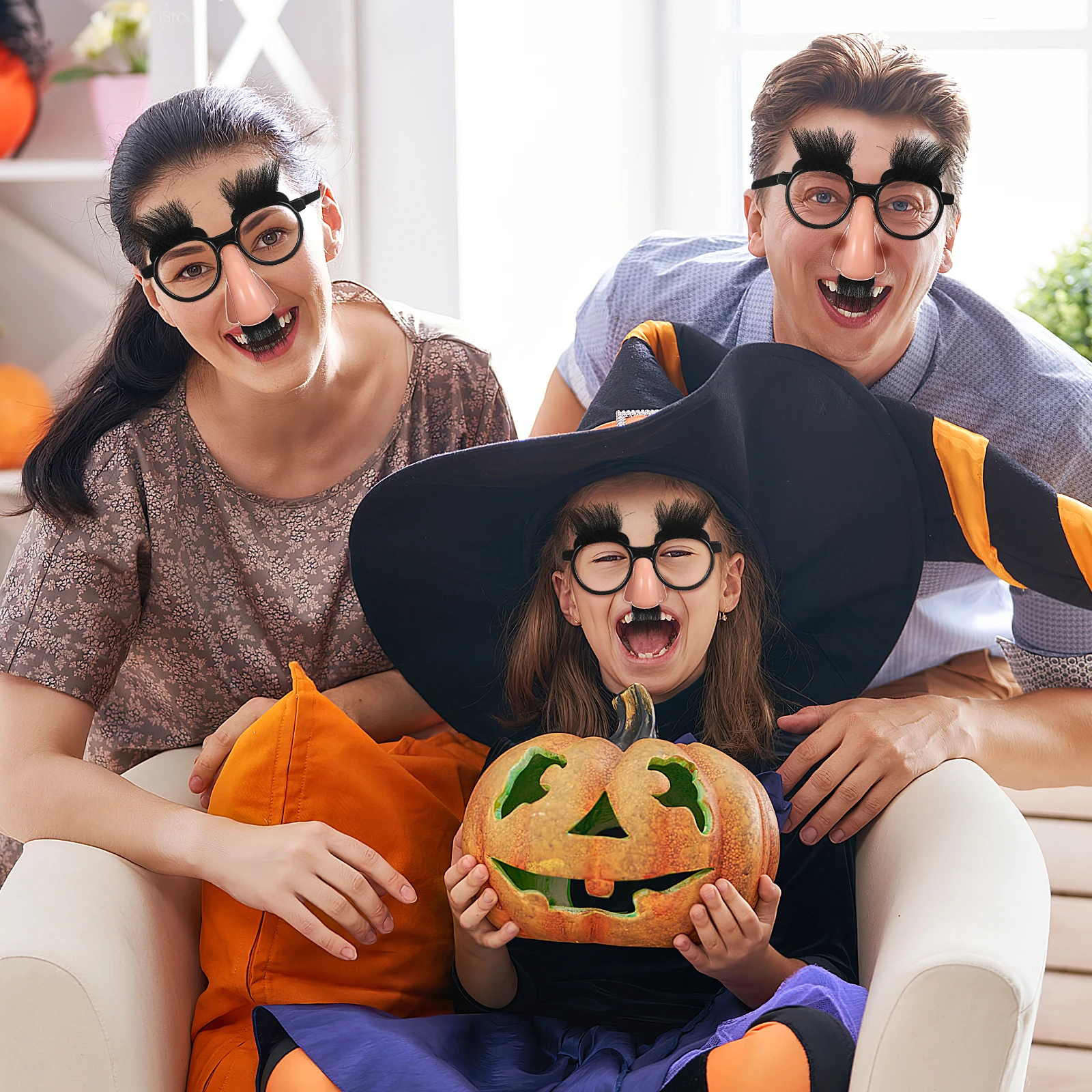 

12 pcs Funny Glasses Props for Adults Kids Halloween Masquerade Party Costume Accessories Fuzzy Nose Toy Weird