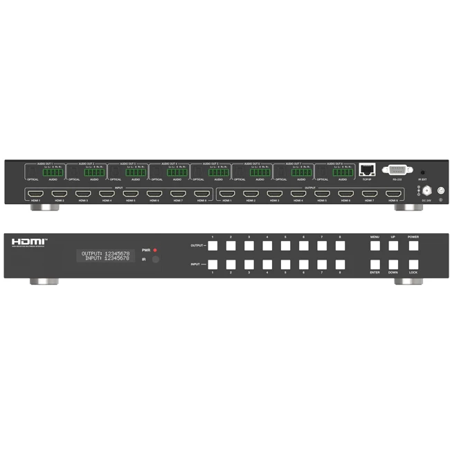 

18Gbps 4K60 8x8 HDMI Seamless Matrix with Video Wall Scaling Audio Breakout for Home Theatre System