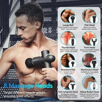 Elektrický masážní přístroj na krk Booster 7,4 V Smart Hit Fascia Gun pro masáž těla, relaxaci, fitness, elektrický masážní přístroj na svaly 12 nejlepší prodej dermoterapeutická pistole - №2