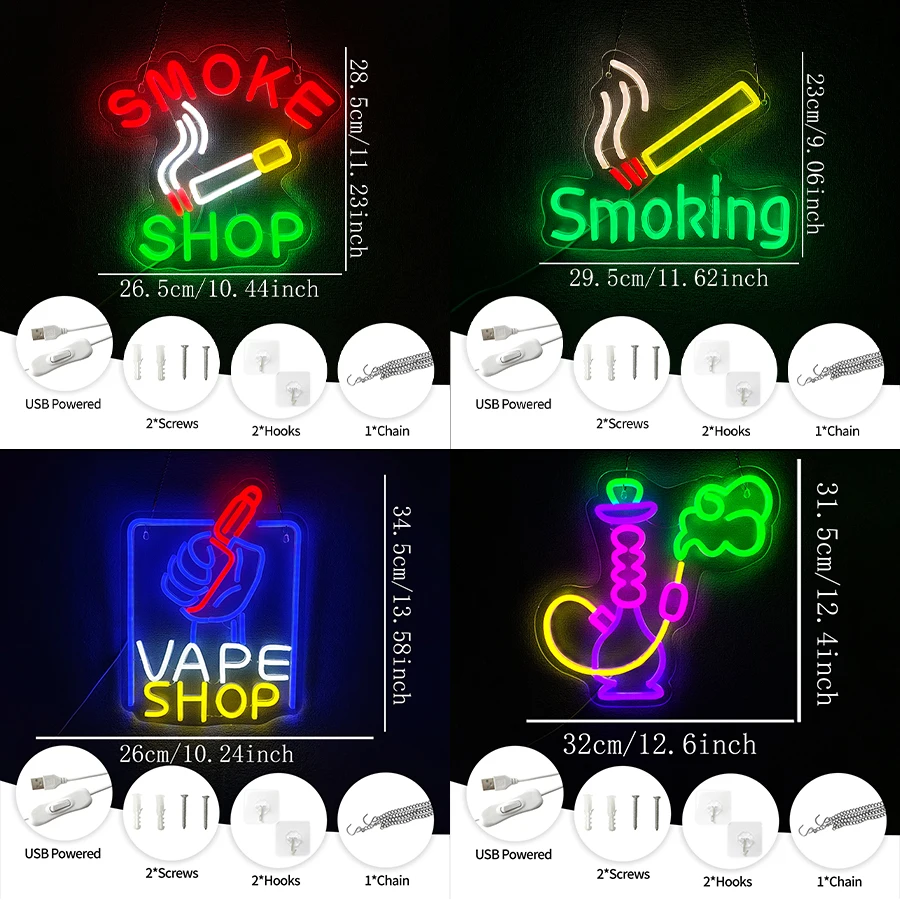 Smoking Neon Sign For Wall Dec - Vaping Shop review and price